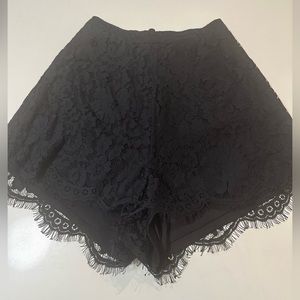 Women’s black lace high wasted shorts